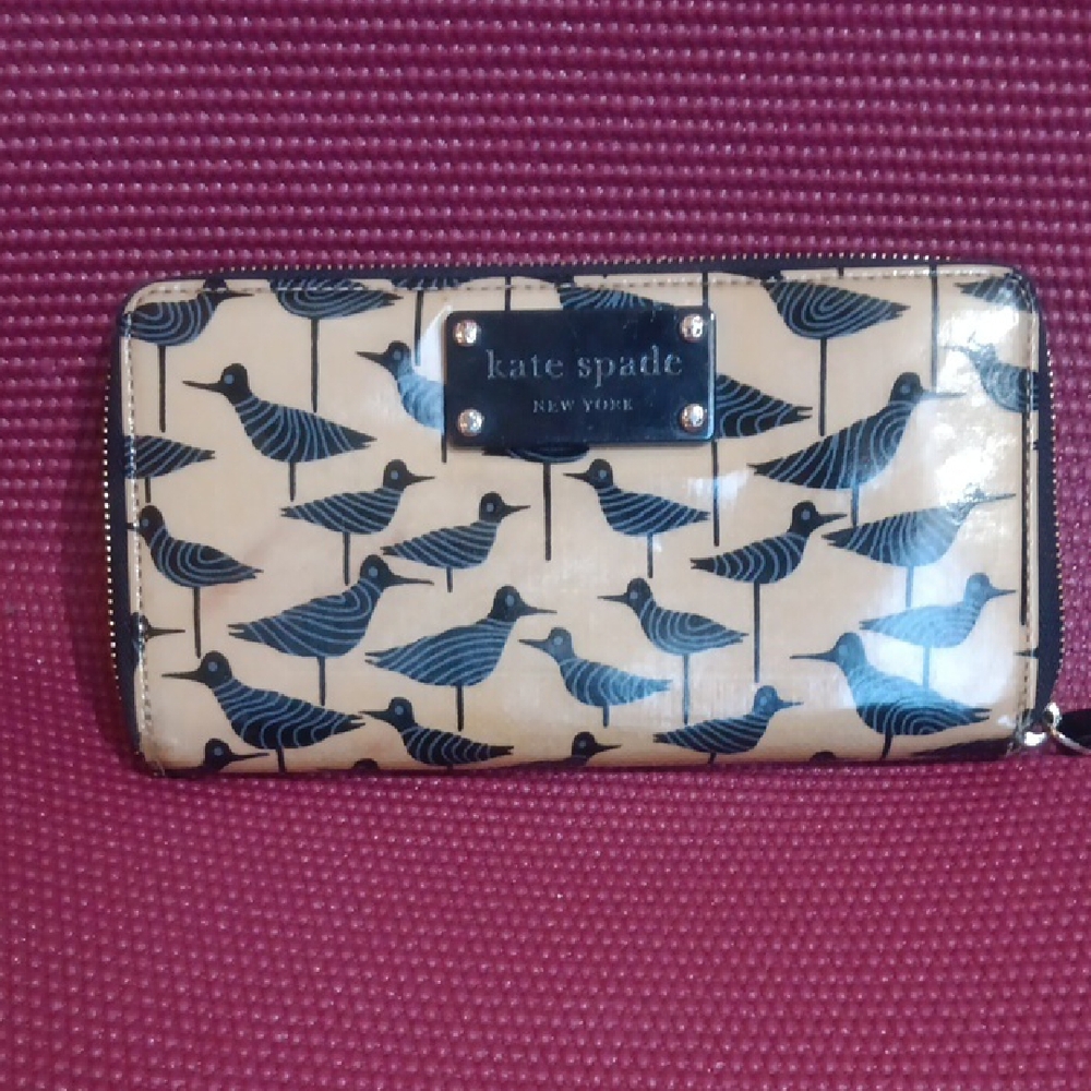 Kate Spade Beige and Black Bird Pattern Wallet - Picture 1 of 4